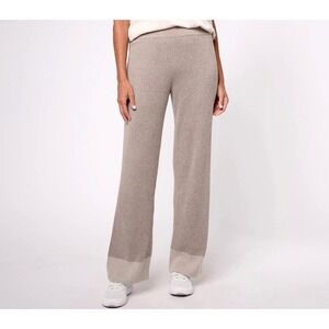 Barefoot Dreams CozyChic Ultra Lite Heather Stripe Rib Pant Beach Rock XLT NEW